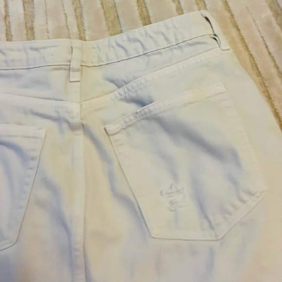 Free People Cream Distressed Jean Shorts - Picture 8 of 8